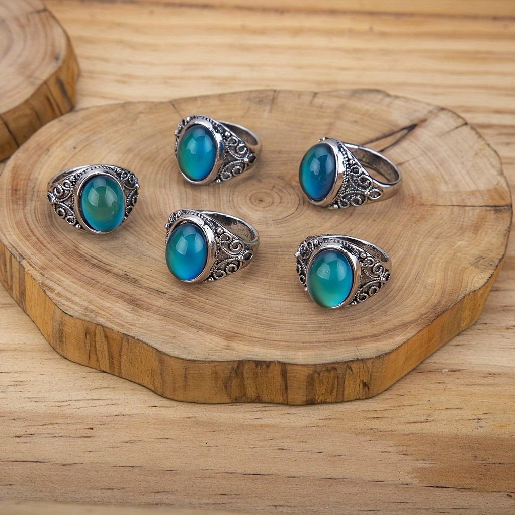 US Wholesale Lots 20pcs Stone Color Changing Mood Ring, Fashion Jewelry Men'S Women'S Gift Not Include Box Size Is Random