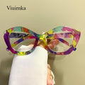 VIUIRNKA Women's Glasses, Trendy Colorful Cat Eye Frame Fashion, Blue Light Blocking PC Lenses with Metal Hinges & Case, Lightweight Retro Square Design, Cool Quality Event Wear, Trending Holiday Gifts