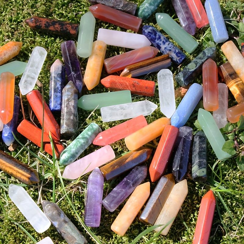 30pcs Healing Crystals Stones Sets Wands Bulk Natural Pocket Quartz Assorted Hexagonal Pointed Reiki Faux Faux Gemstones Polished Balancing Meditation Chakra Gift
