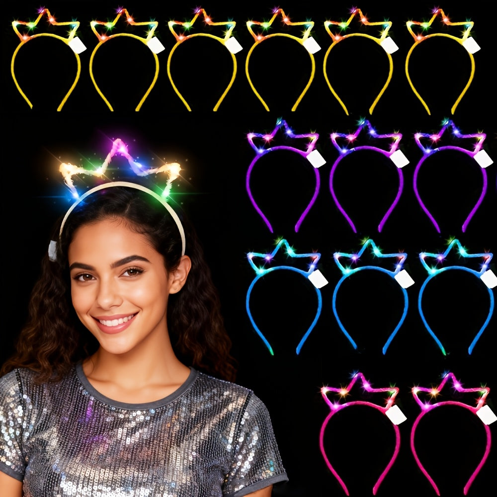 25pcs Headband LED Crown, 3 Flashing Modes Button Switch Luminous Headband, Suitable for Party, Concert, Photo Decoration, Carnival, Birthday, Halloween, Christmas, Wedding, Gifts, Party Supplies