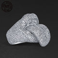 Exaggerated Lick Of Death Tongue Rings for Men Ice Out 925 Sterling Silvery Hip Hop Style Rings Creative Rapper Punk Jewelry