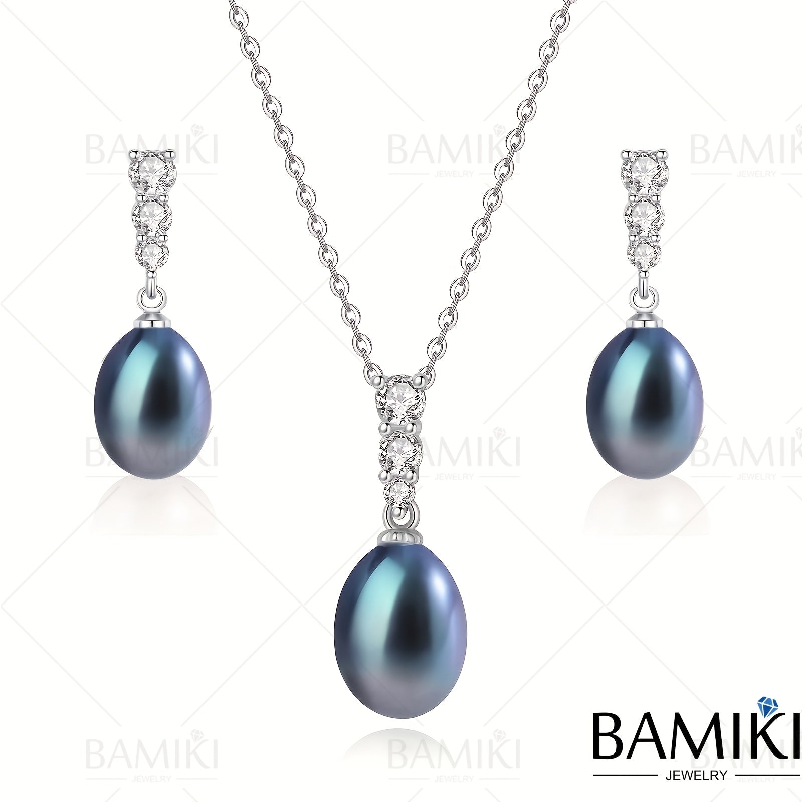 S925 Silver 3.4G, Total Product Weight (8.97G). Sea Salt Cultured Pearl/ Freshwater White Pearl Set Pendant, Pearls 9-10MM