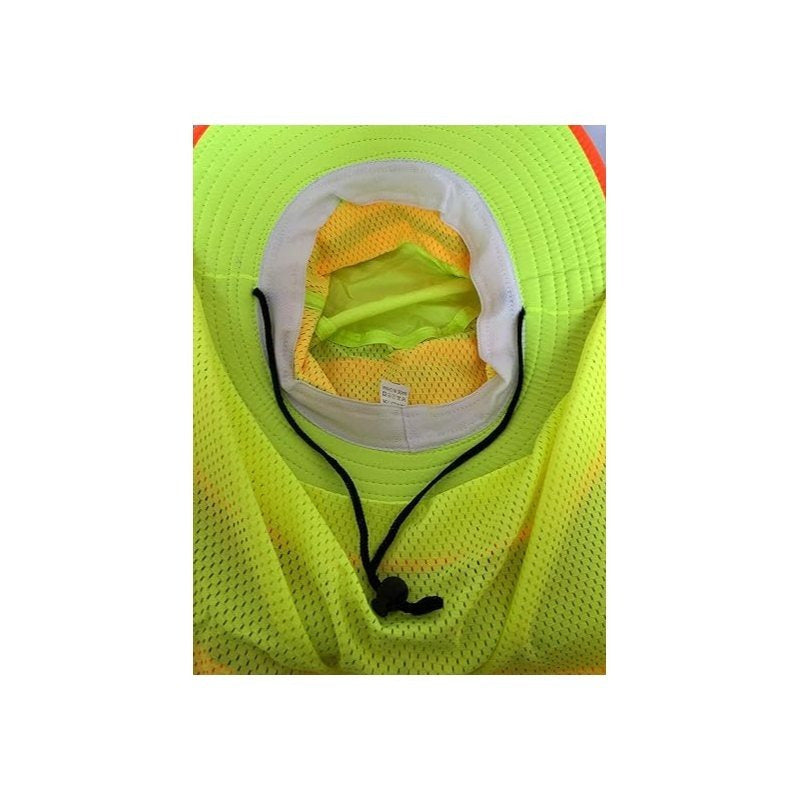 Men High Visibility Reflective Sun Hat with Neck Flap Wide Brim Boonie Hat Bucket Cap