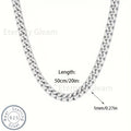 925 Sterling Silvery Cuban Chain Men's Necklace, Fashion Personality, Casual Attire, Birthday, Gift Souvenirs, Valentine's Day, Christmas, Halloween, Thanksgiving Day, Gift Box