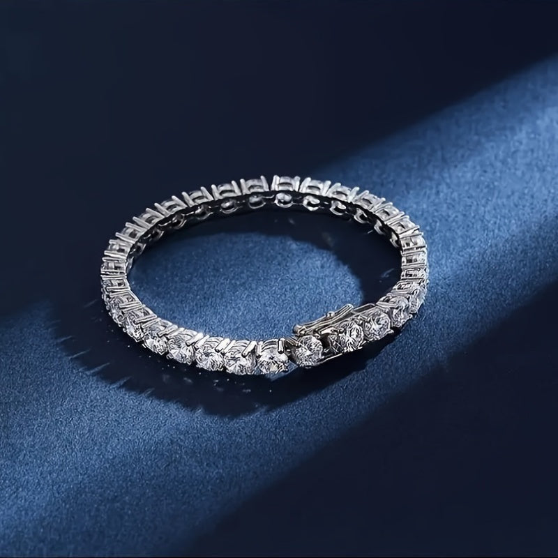 S925 Silver Moissanite Tennis Bracelet, High Jewelry Gift for Banquet Party Dinner, Hip Hop, Couple Style, Luxury, Wedding, Anniversary, Birthday