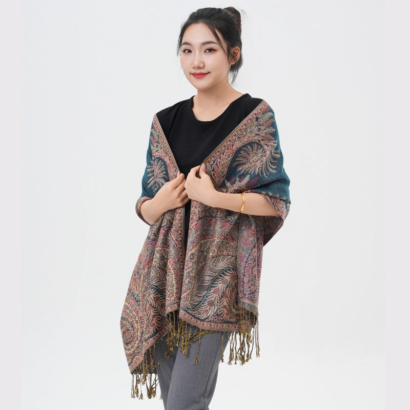 Phoenix Tail Thicker Paisley Pashmina Scarf