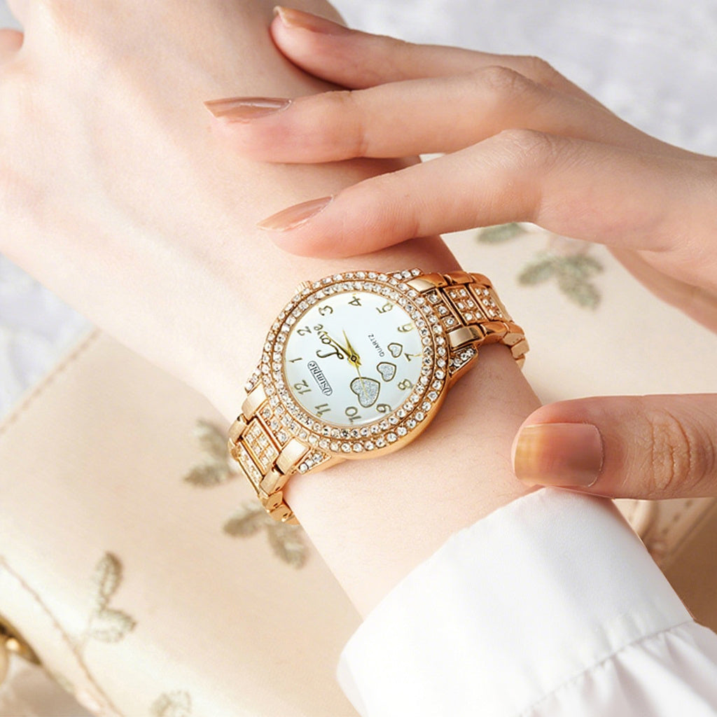 6pcs/set Watches for Women, Luxury Jewelry Set with 5pcs - Bracelet, Necklace, Earrings, Ring Jewelry for Women Set, Elegant Womens Watches, Valentine's Day Birthday Gifts for Women, Reloj De Mujer, Watches for Women, No Boxes.