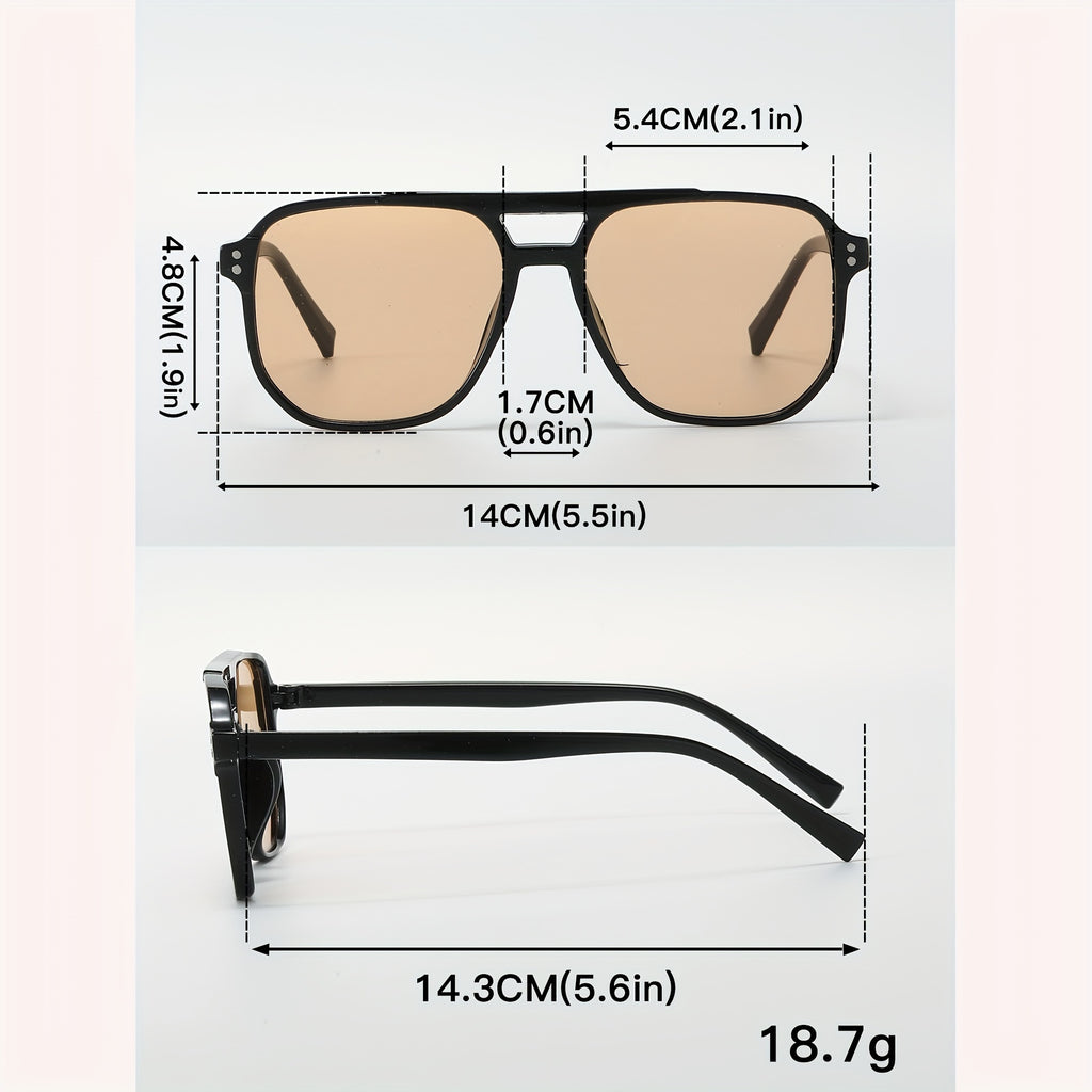 5pcs Pilot Fashion Glasses - Large Square PC Frames, Men's and Women's Fashion Casual Glasses, Suitable for Various Places