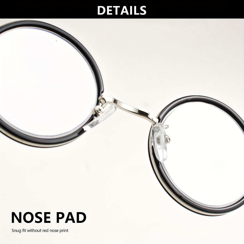 2pcs Stylish Metal Round Reading Glasses for Men & Women - Comfortable Spring Hinges, Lenses, Lightweight Design, Perfect for Reading & Fashion, Includes Case & Cleaning Cloth, Cute Glasse