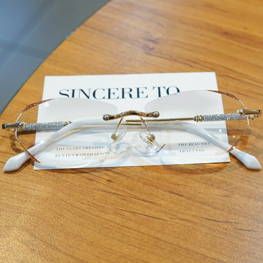 Set of 3 Women'S Rimless Reading Glasses Featuring Diamond-Inlaid Edges - Available in +1.0, +2.0, And +4.0 Diopters, Made from Lightweight PC Material, Anti-Glare, Suitable for Phones, Computers, And Books, Ideal Christmas Present