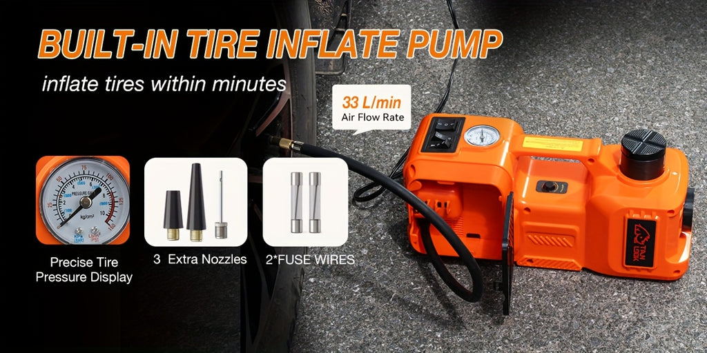 5 Ton Electric Car Jack, Hydraulic Jack and Electric Impact Wrench, Portable Car Lift with Built-in Air Pump, Suitable for SUV MPV Car Truck, Tire Replacement Garage Maintenance, Emergency Maintenance