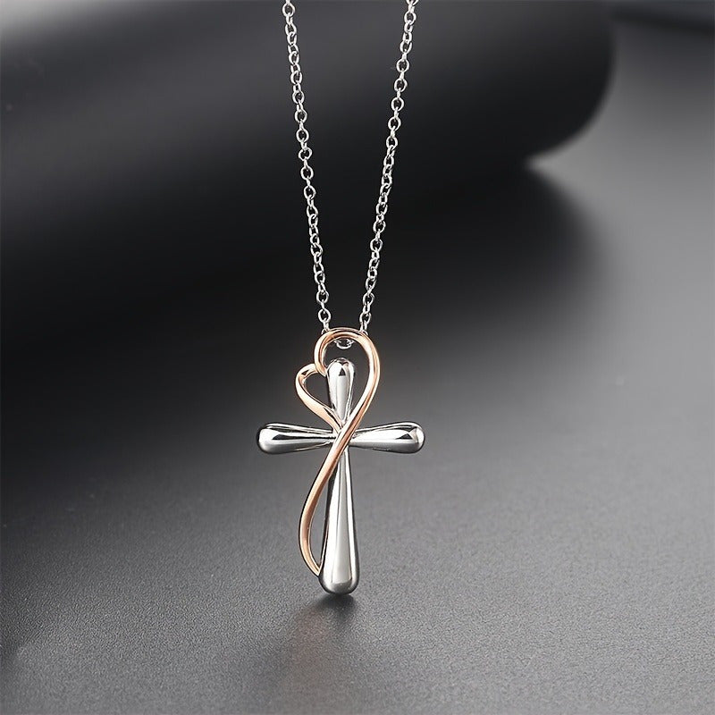 925 Sterling Silver Love Cross Women's Pendant Necklace Jewelry Gift for Mother, Soulmate, Girlfriend