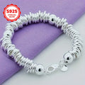 A Bracelet Made of 925 Pure Silvery with Hollow Bead Balls, Designed for Women, Featuring a Bohemian Style. It'S an Elegant Gift Ideal for Christmas, Parties, And All Seasons