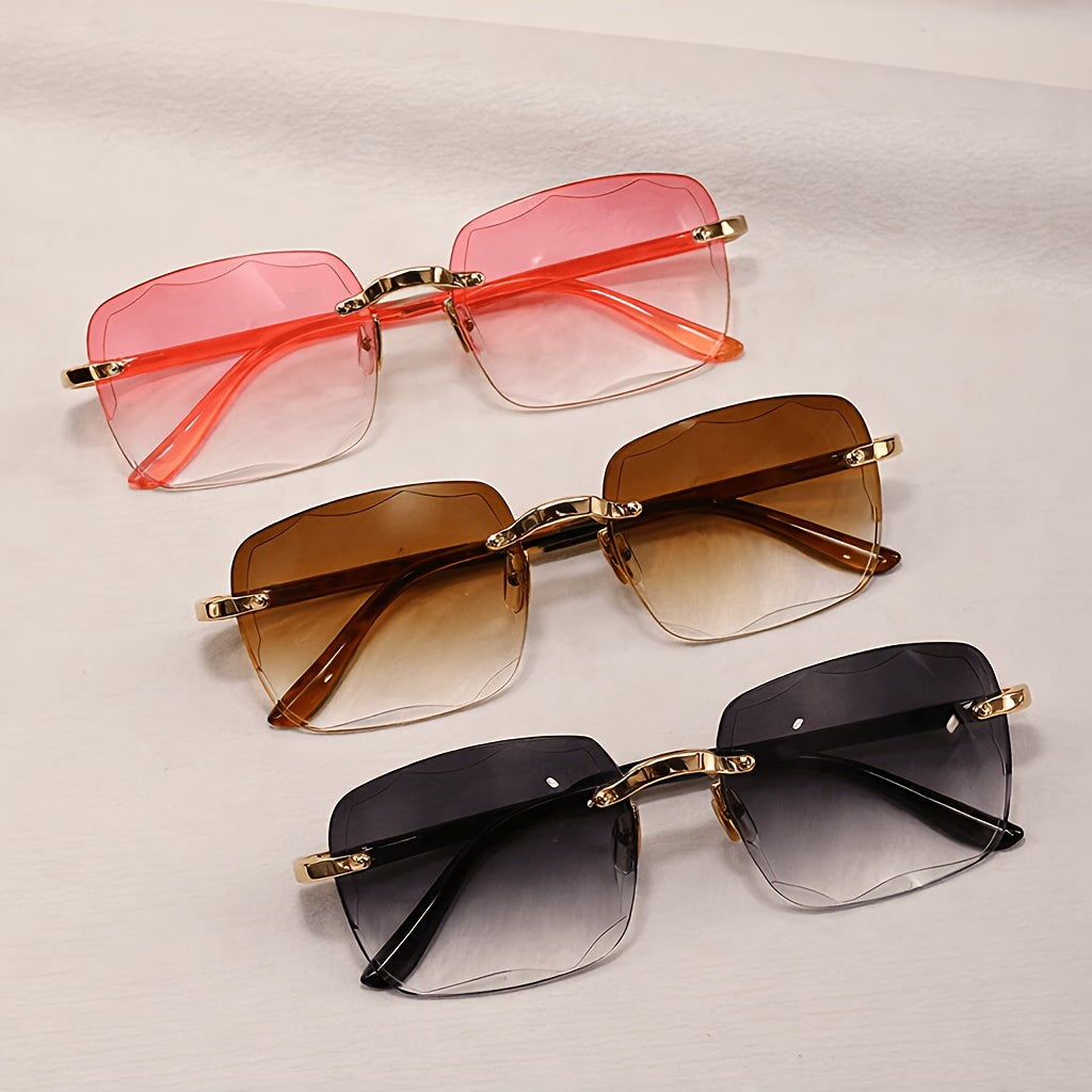 3-Pack Frameless Photochromic Eyewear Suitable for Driving, Work & Parties - Auto-Adjusting Square Fashion Glasses with Scratch-Resistant Lenses, Indoor/ Glasses for Men & Women, Plastic Frame for, & Daily Use