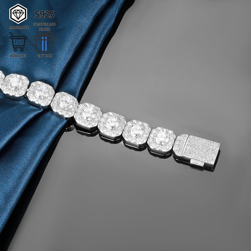 50 Carat(including 2 Carats* 13 Large Moissanite) Moissanite Bracelet, High-end Luxury Sparkling Moissanite Bracelet for Men and Women, Paired with Exquisite Gift Box, Suitable for Birthday Gifts, Fine Jewelry, Lovers' Anniversary Gifts Plat