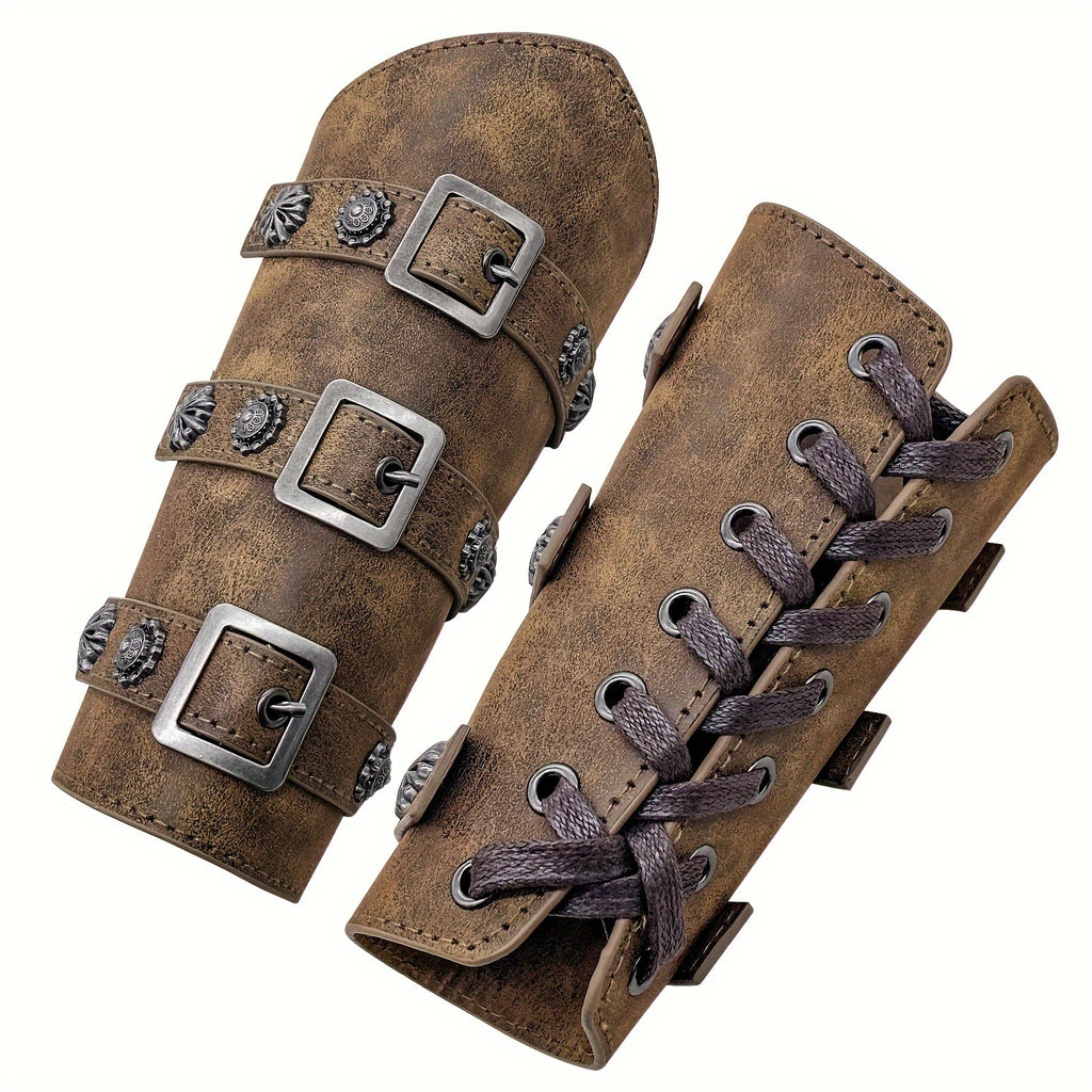 A Pair of Entirely Handcrafted Halloween-Themed Medieval Knight Wrist Guards for Cosplay And Stage Performances