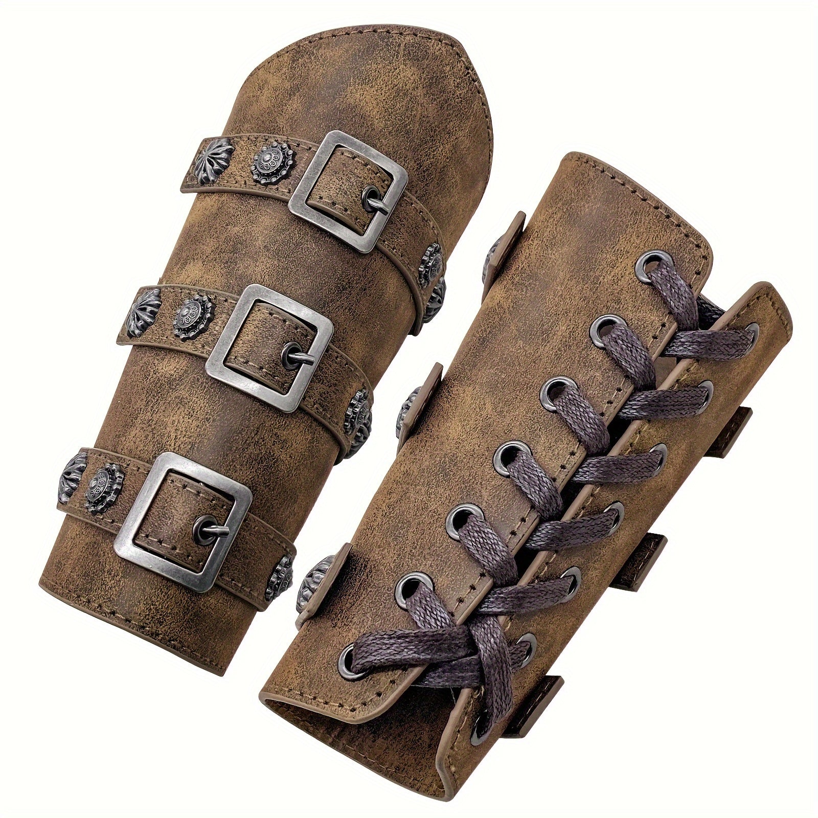 A Pair of Entirely Handcrafted Halloween-Themed Medieval Knight Wrist Guards for Cosplay And Stage Performances