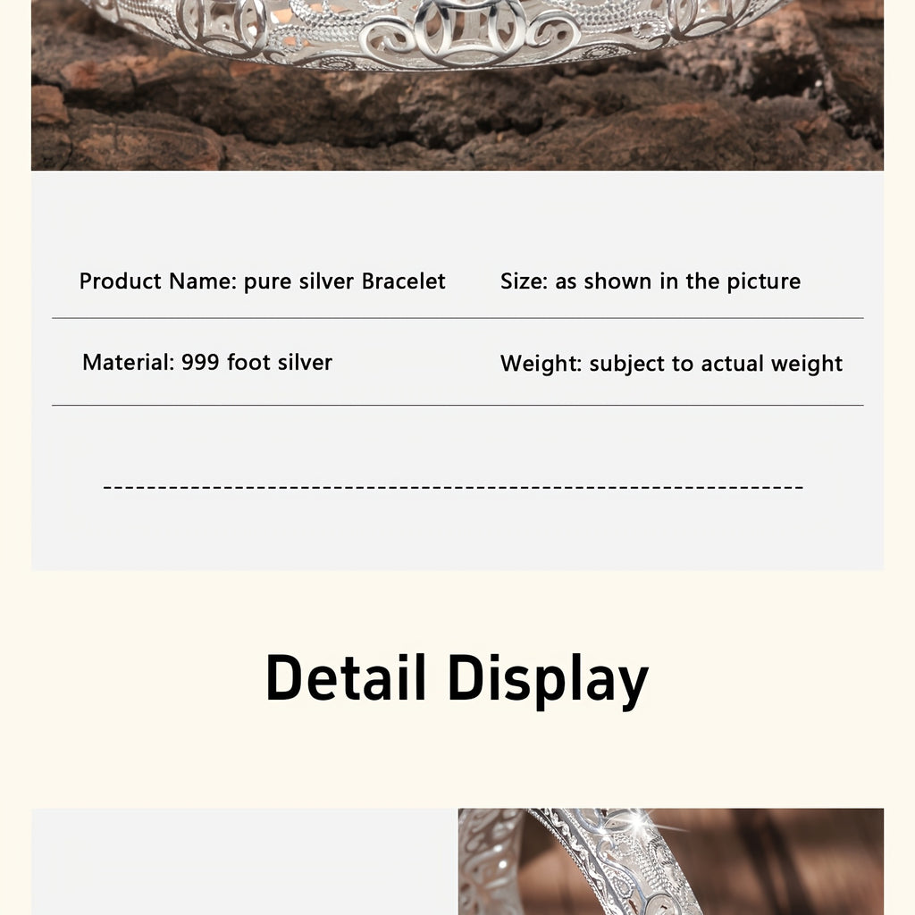 [Girlfriend Birthday Gift] S999 Pure Silver Women's Bracelet, Solid Silver Closed End Bracelet, Women's Multi Functional Jewelry, High End Shining Fashion, Girlfriend Birthday Gift