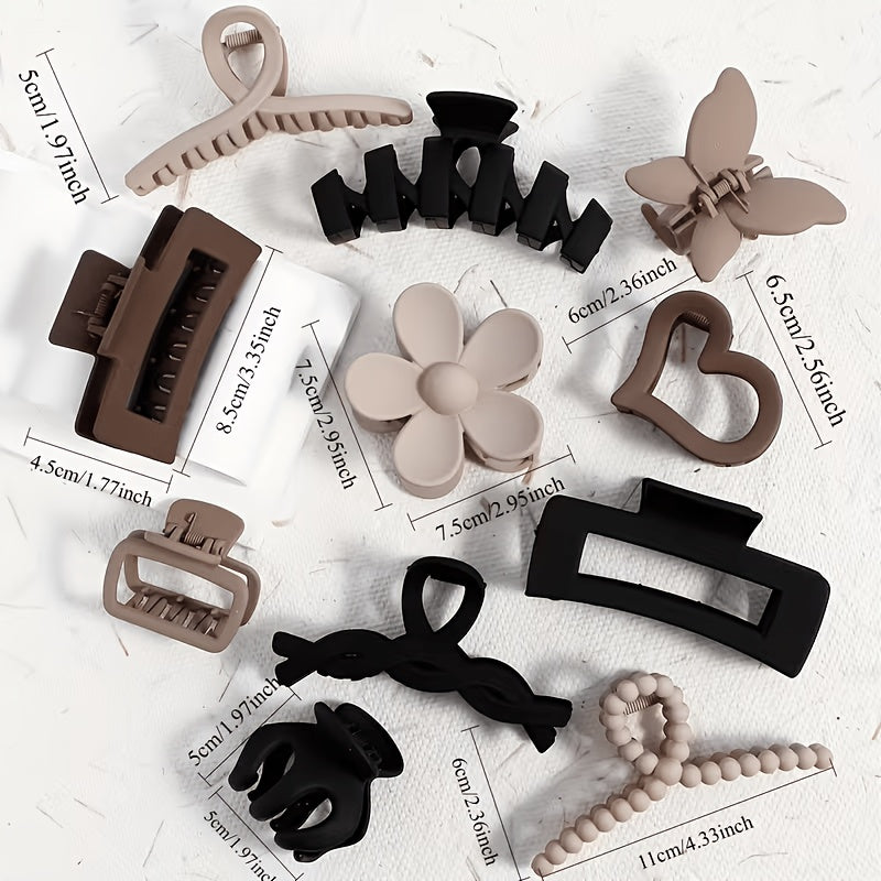16pcs Simple And Fashionable Multi Style Plastic Geometric Hollow Flower Hair Clips, Versatile Hair Accessories for Daily Use, Elegant Back Of The Head Large Hair Clip for Women