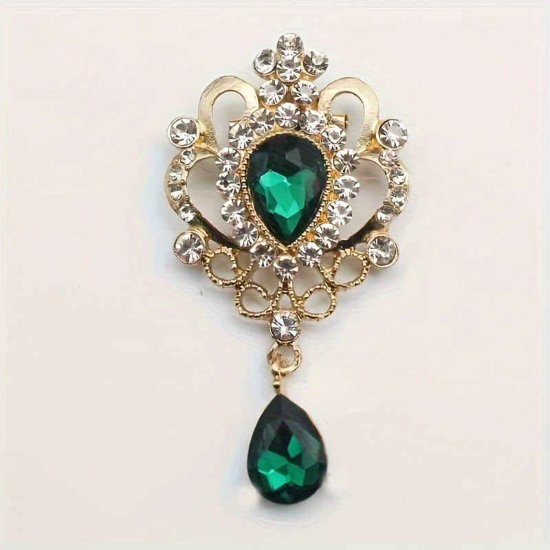 10pcs Droplet Shaped Rhinestone Detachable Brooch Retro Jewelry Additions