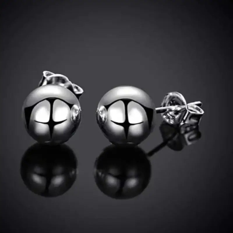 S925 Sterling Silver Stud Earrings Simple Design Ear Piercing Jewelry Decoration Daily Wear10mm Jewelry for Women Gift
