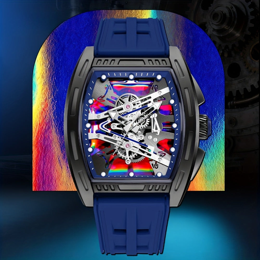 Relogio Masculino Top Brand Men'S Barrel Shape Watches, Luxury Male Quartz Wristwatch, Trendy Retro Style Watch For Man, Silicone Strap, Fashion Trend Men Business Watch, Holiday Birthday Gifts