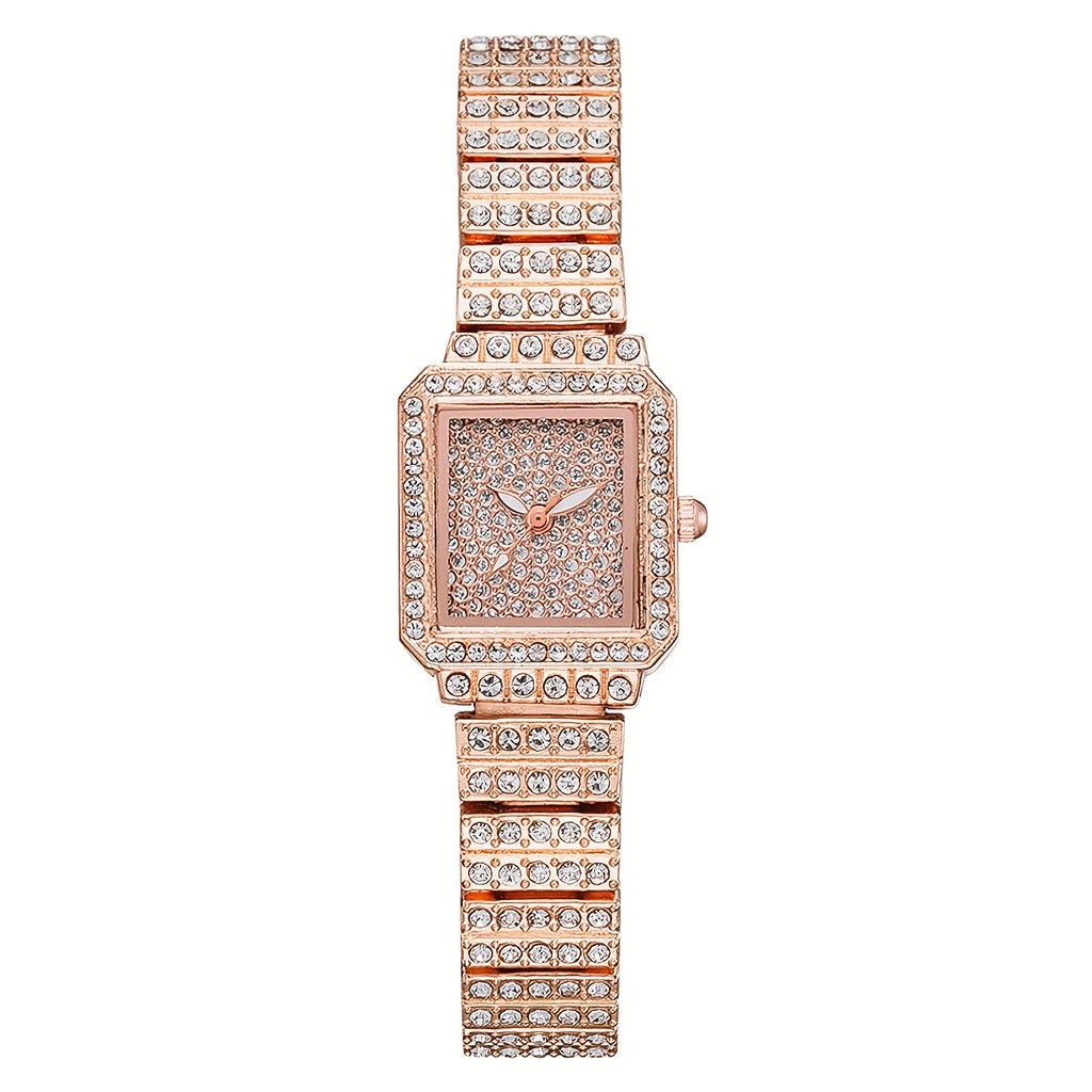 Luxury Women'S Square Dial Bling Rhinestone Watch Quartz Analog Dress Wristwatch