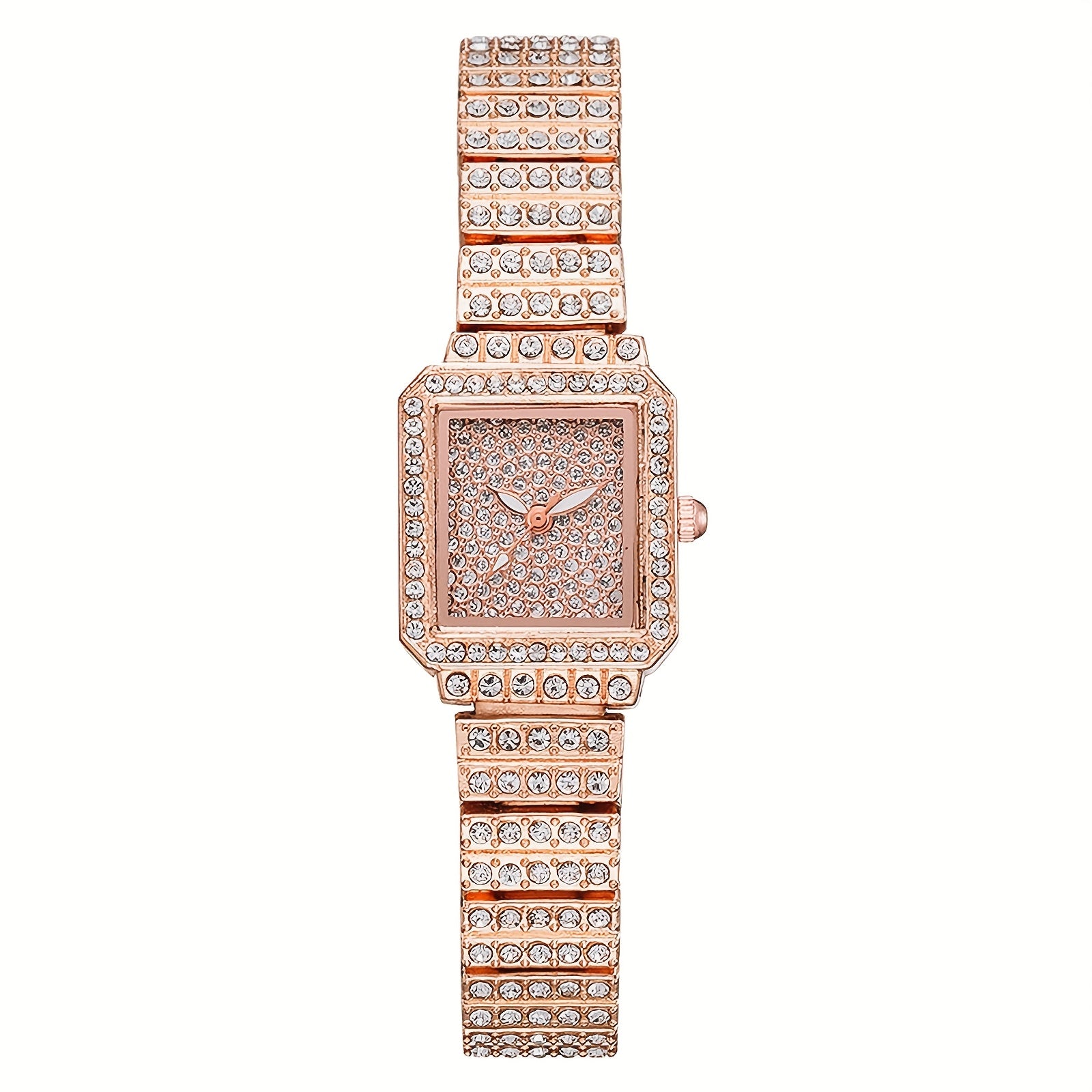 Luxury Women'S Square Dial Bling Rhinestone Watch Quartz Analog Dress Wristwatch
