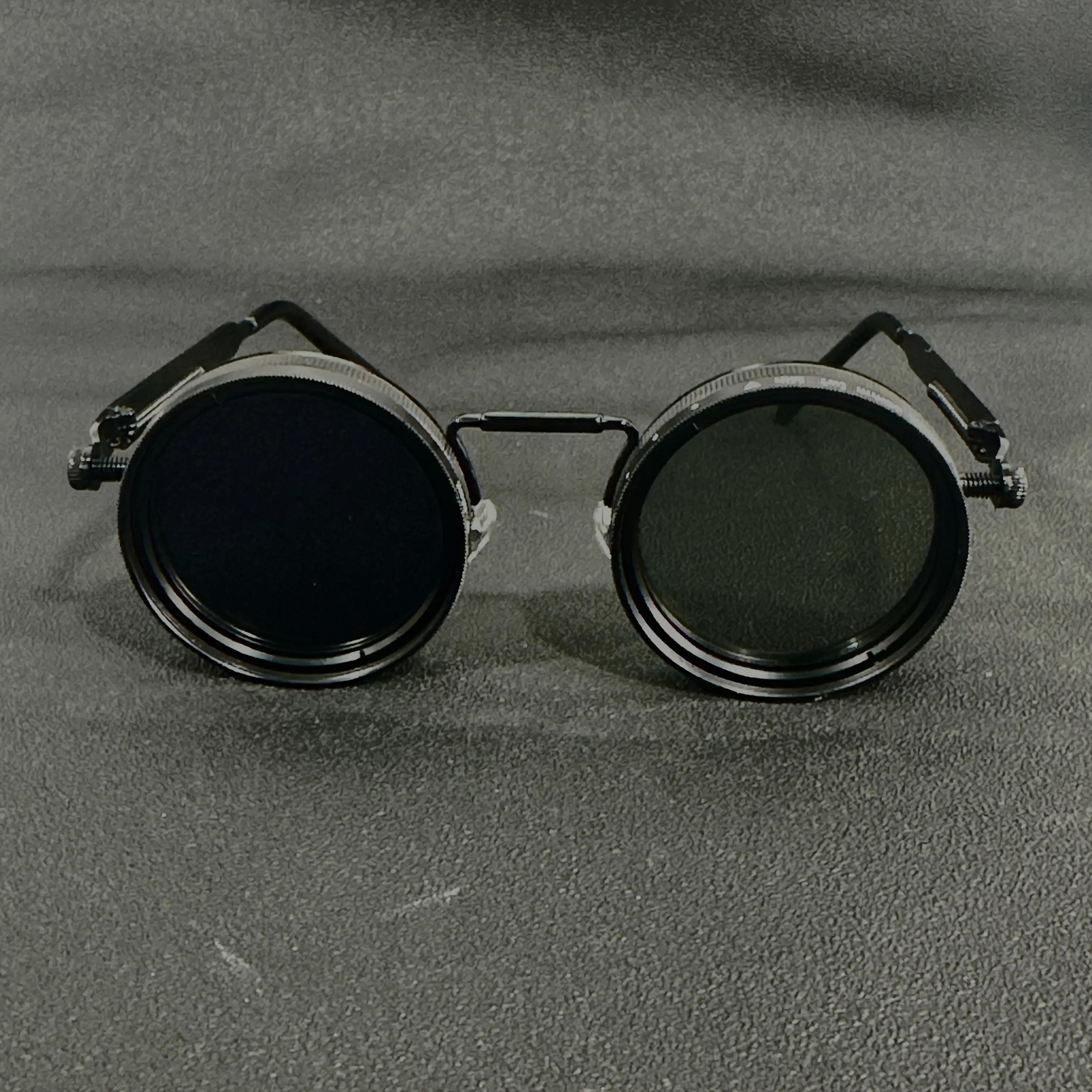 Men'S Vintage Steampunk Spin Fashion Glasses - Adjustable Brightness, Alloy Frames and Black/Grey Gradually changing Lenses, Interchangeable Lens System for Parties, Casual Wear - Bohemian Eyewear Accessories (Not Glasses), Without Battery
