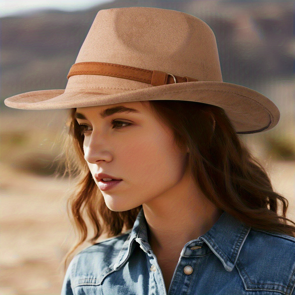 Men'S Women'S Retro Wide Brim Western Cowboy Hat Fedora Hat Outdoor Casual Travel Decoration Hat