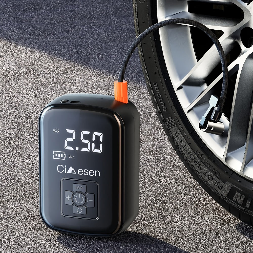 1pc Tire Inflator Portable Air Compressor, Fast Cordless Air Pump, Digital Display With Multi-function Nozzle Adapter And Long-lasting Lithium Battery For Car Motorcycle Bicycle Tire Ball, Auto Parts