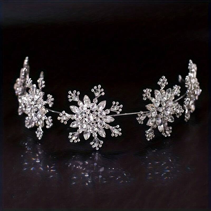 1pc Snowflake Crown Tiara for Women Party Rhinestone Prom Diadem Headband Crown Bridal Wedding Hair Accessories Jewelry Tiaras And Crowns Gift