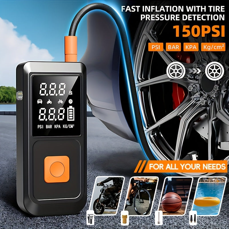 A Portable Car Emergency Start Power Supply, 6000mAh Large Capacity Battery, 150PSI, Dual Safety Protection, Lightweight And Dual Function, Lighting, Fast Inflation, Preferred Halloween/Christmas Gift, Essential for Outdoor Travel And Camping