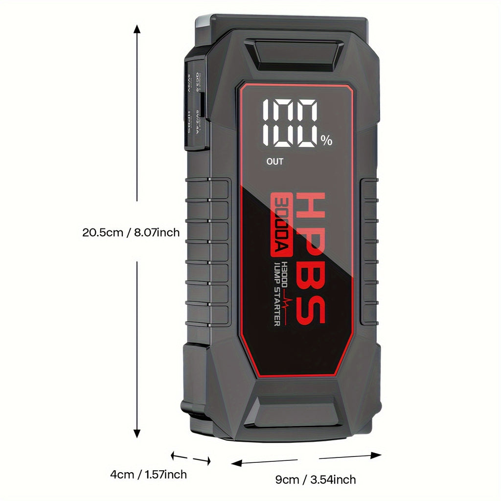 Jump Starter Battery Pack with Power Bank, 12V Battery Booster Charger for 2.64gal Gas And 2.11gal Diesel Engines-Motorcycle, Car, SUV, PICK-UP, Truck, Quick Start Dead Battery, Multi-Functional Flashlight for Outdoor Adventures