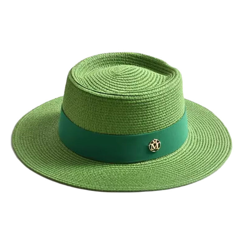Spring and Summer Foldable Straw Hat for Men and Women, Beach Vacation Sun Hat, Concave-top Jazz Hat, Fedora