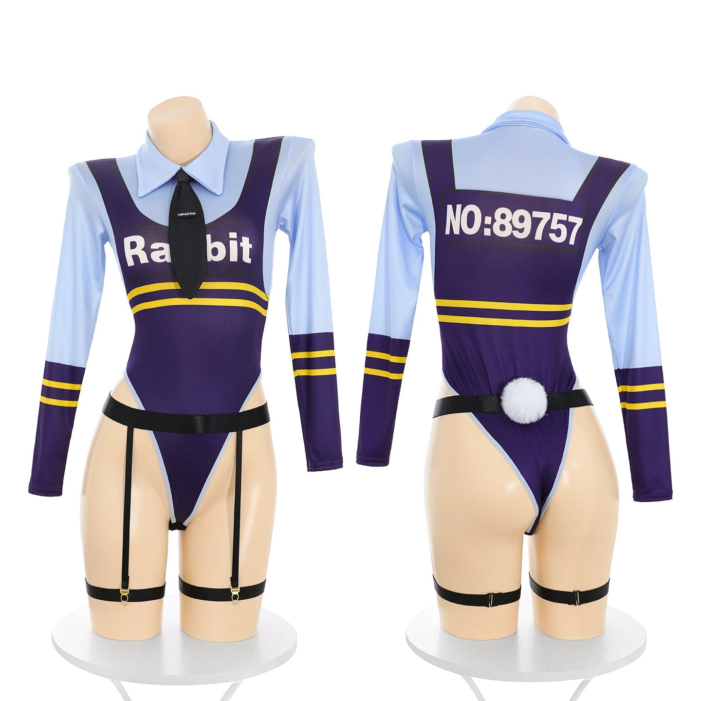 M-6411 Sexy Teasing Bunny Instructor Open-Crotch Onesie Set - Hot & Easy-Access Lingerie Outfit