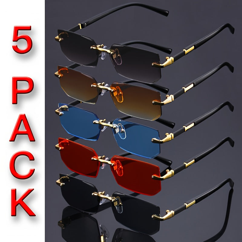 5pcs Frameless Gradient Glasses for Men & Women - Multi-Color (////) - Daily Wear, Parties, - No-Frame Accessories Suitable for Casual Style &