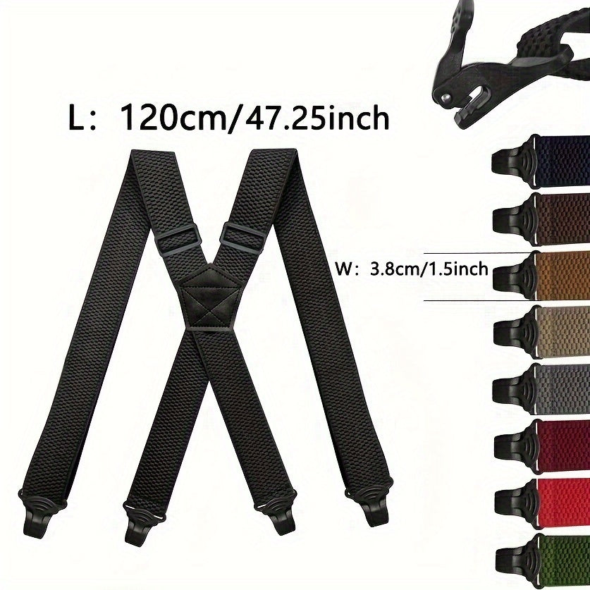 Men's Wide Heavy Duty Work Suspender Adult 4 Clips 120cm Suspenders X Type Elastic Adjustable Strap Braces Work Male Jockstrap
