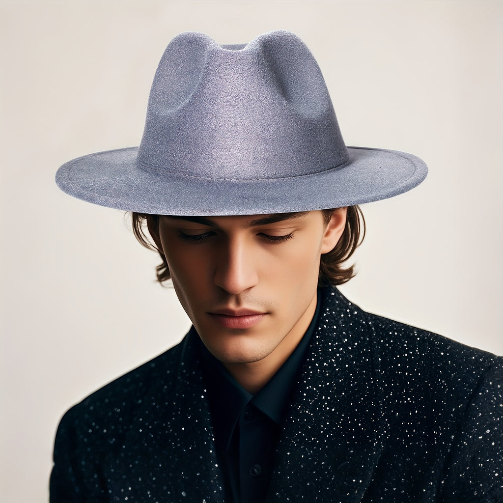 Men's Women's Two Tone Wide Brim Fedora Hat Trilby Panama Jazz Cap