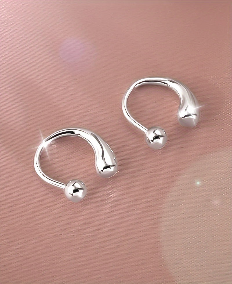 Pair of Fashionable Earrings for Women, S925 Sterling Silver Teardrop Earrings with Screw-Back Design, Versatile and Minimalist, High-End New Style for Casual Attire, Gifting, or Vacation, Pure Silver Jewelry