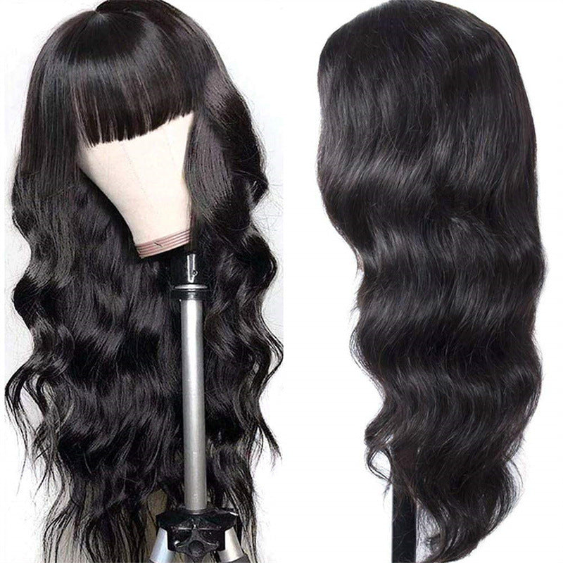 Women's Looking Front/Temporal Hair Line Wig - Heat-Resistant Lightweight Curly Wavy Hair with Edges, for Daily Wear, Parties & Casual Outfits - Suitable for Skin Tones (Black Wavy Hair)
