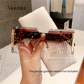 VIUIRNKA Women's Fashion Glasses, Trendy Oversized Frameless Square Frame, Retro Fashion Glasses with Case, Lightweight Unisex Design for Cool Events, Perfect for Halloween and Christmas Gifts