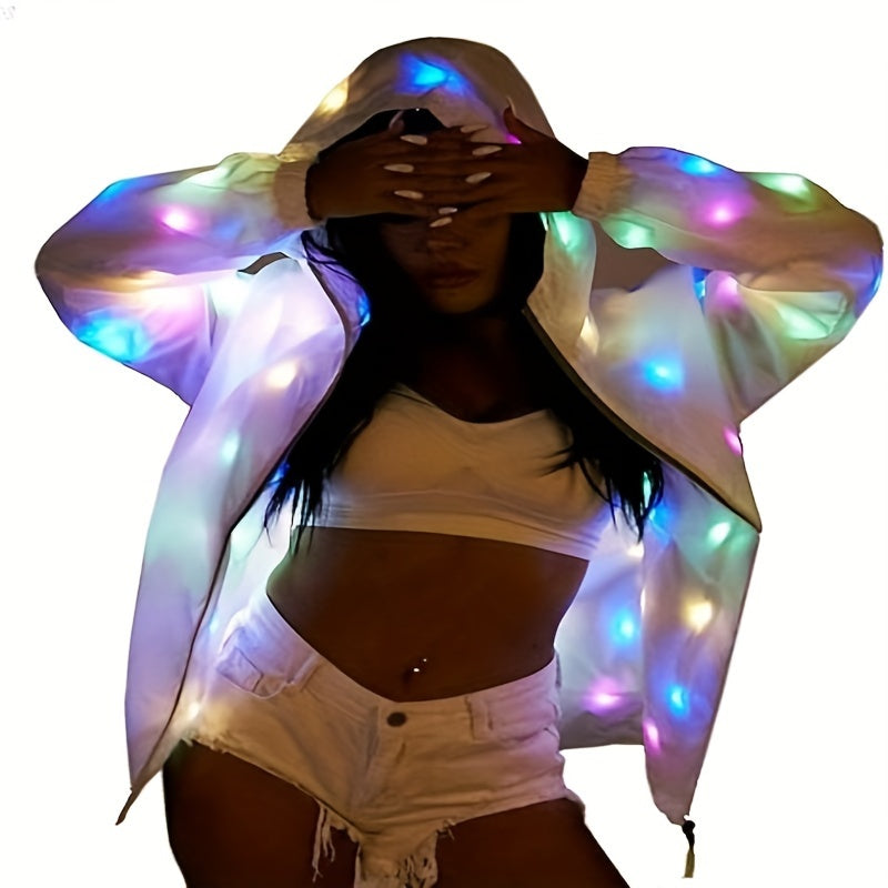 1 LED Sequin Jacket for Women Glitter Light Clothing LED Carnival Costume Holiday Party Costume Video Shoot Effect Props