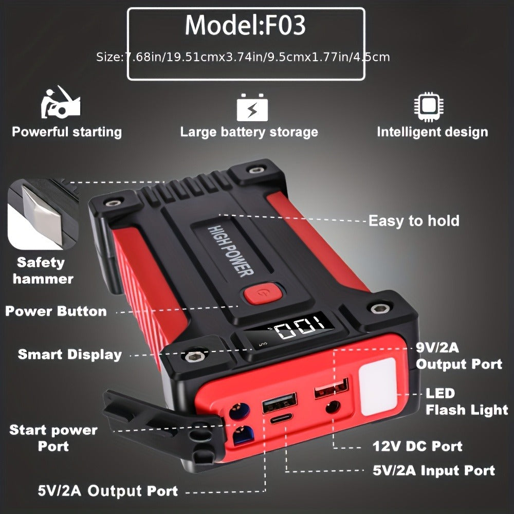 [Portable Power Bank] Jump Starter Power Pack, 1600A/3000A/3500A Car Battery Booster 12V Portable Car Jump Starter Power Bank for Gas N Diesel Cars, with USB Charge Ports And LED Flashlight