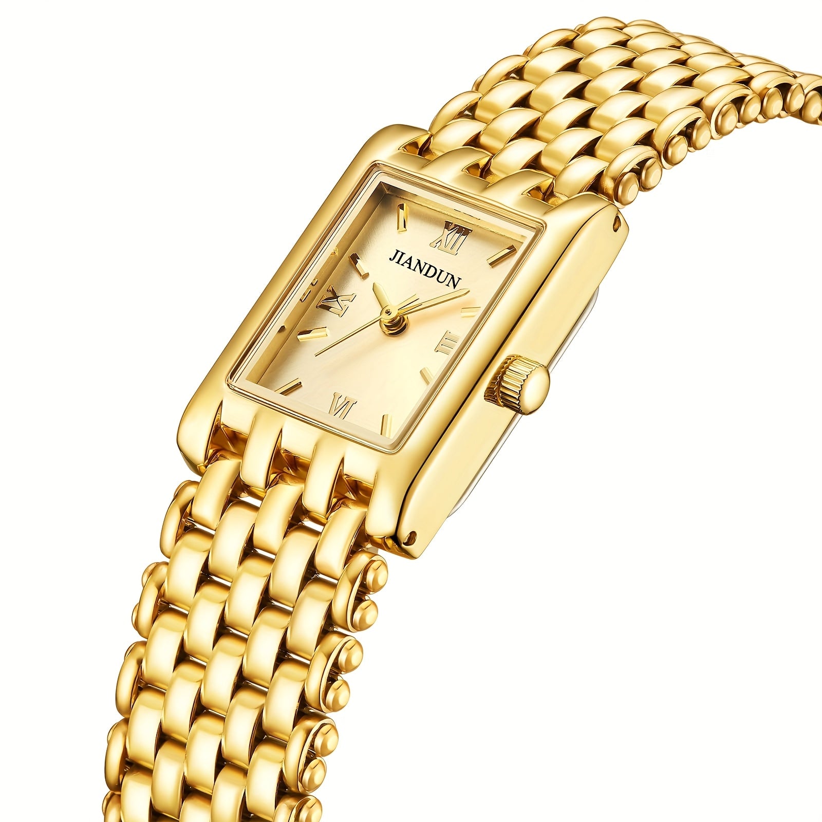 JIANDUN Small Golden Watches For Women Vintage Ladies Quartz Wrist Watches Stainless Steel Band Womens Golden Watch Luxury Bracelet Tools Included