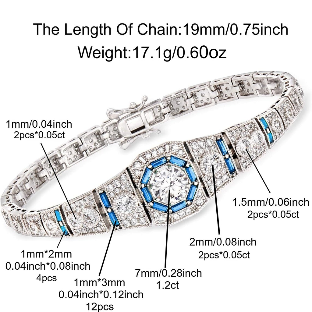 Moissanite Bracelet for Women Men, 925 Sterling Silver Bracelet, Elegant Luxurious Style, Fashionable High-End Jewelry for Daily Wear Weddings Banquets, Perfect Mother's Day Gifts, Ideal Gifts for Mom Mother Wife, Total Weight Of The Product (17.85g)