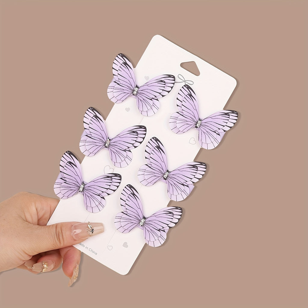 12pcs/set New Luxury Shiny Sequin Double-layer Butterfly Clip, Women'S Fashionable Double-layer Acrylic Butterfly Hair Clip, Suitable For Daily And Holiday Party Wear, Women'S Y2k Headwear Hair Accessories
