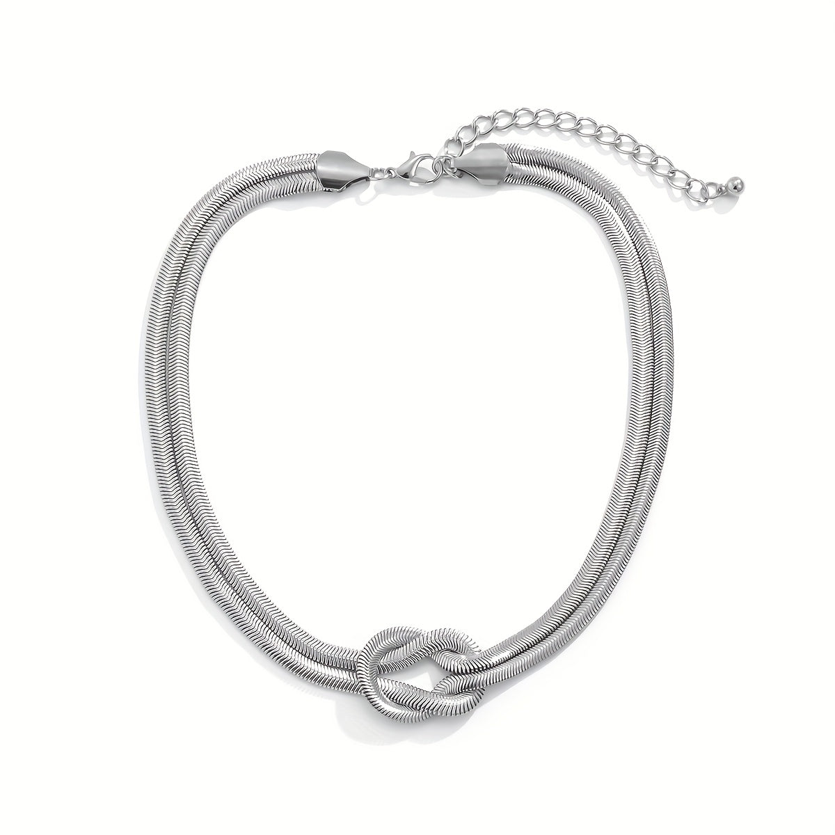 1pc Boho Hip Hop Style 925 Sterling Silver Double Layer Serpentine Chain Knot Bracelet for Women, Allergy-Free, Durable Silvery Plating, Perfect for Daily Wear And Holiday Celebrations, Ideal Christmas And Valentine'S Gift