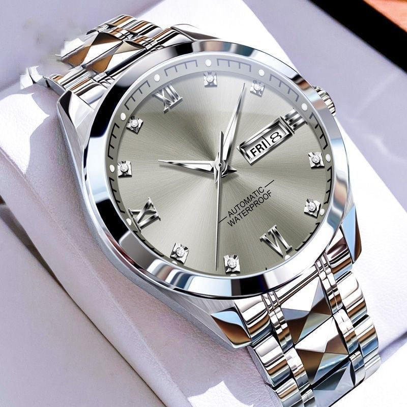 Men's Luxury Watch Movement with Luminous Hands & Date Display - Stainless Steel Case & Band Elegant Watch Suitable for Business, Professional, Casual Attire - Ideal Gift for Men