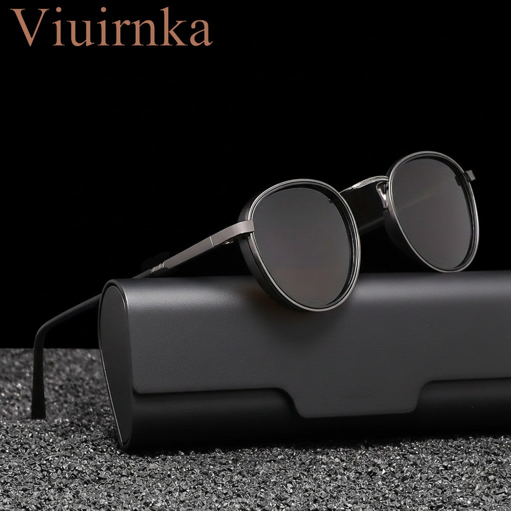 Viuirnka Round Metal Sunglasses, Protection for Men And Women, Lightweight TAC Lens Eyewear with Durable Case for Driving, Fishing, Travel, Hiking.